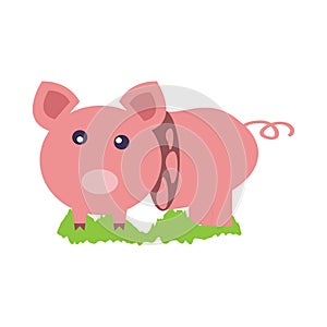 Pig meat farm illustration and logo vector