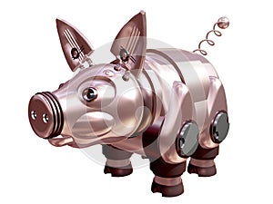 A pig is mechanical is metallic. 3D.