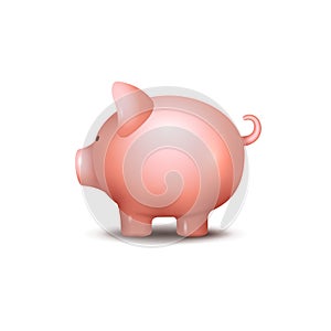 Pig money box. Piggy money save bank icon. Pig toy for coins saving box concept. Wealth deposit