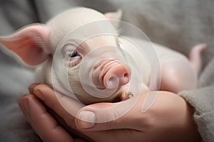 Pig newborn hands. Generate Ai