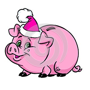 Pig piggy bank money new year illustration cartoon