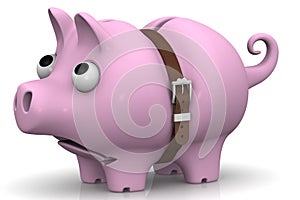 Pig piggy bank in times of economic crisis
