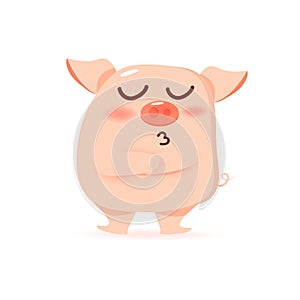 Pig pique, angry character cartoon, kid and baby collection vector