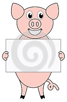 A pig with a placard