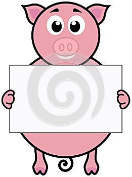 A pig with a placard