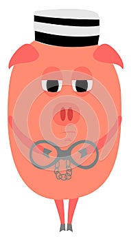 Pig in prison, illustration, vector