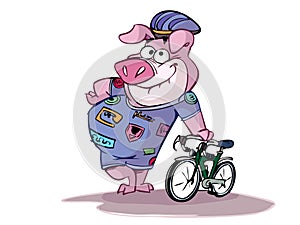 Pig ready to cycle