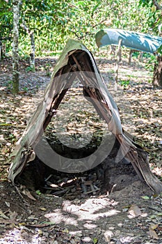 Pig roasting pit in a rural area near Baracoa, Cu