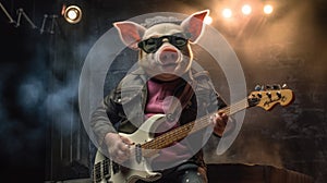 Pig Rockstar On Stage