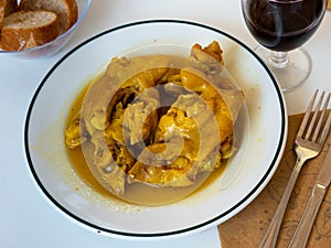 Pig's trotter served on white plate