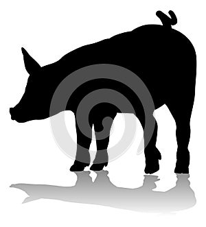 Pig Silhouette Farm Animal