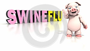 Pig standing in front of swine flu text