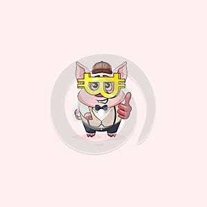 Pig sticker emoticon with glasses crypto currency