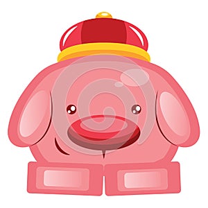 Pig with a traditional Chinese capillustration vector