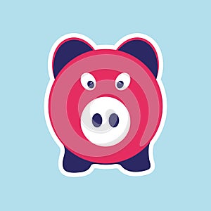 Pig vector illustration isolated on a blue background.