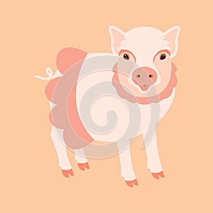Pig vector illustration style Flat