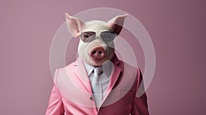 Minimalist Fashion Portrait Of A Stylish Businessman Pig photo