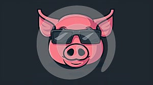 A pig wearing sunglasses and a hat