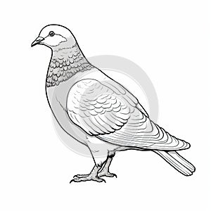 Pigeon Coloring Pages: Light Gray Sketchy Outlines For Kids photo