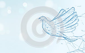 Pigeon flying form lines, triangles and particle style design