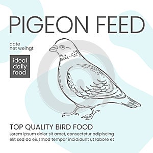 PIGEON FOOD Collage Sketched Bird Feed Packaging Vector