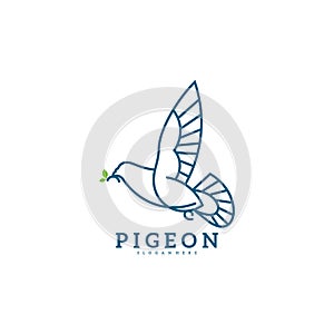 Pigeon logo line vector illustration