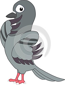 Cartoon illustration of a pigeon thinking something photo