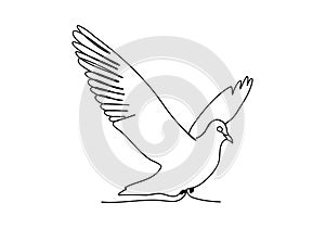 Pigeon one line drawing art. Vector illustration