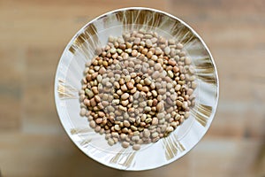 Pigeon pea or red gram on a side dish plate blur gackground