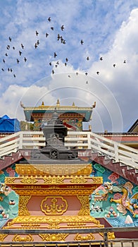 Pigeons and monastery