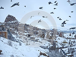 pigeons overflying kapadokia photo