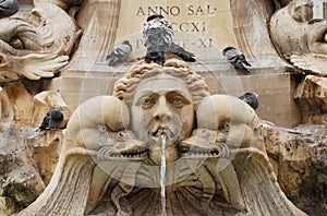 Pigeons on Pantheon Fountain