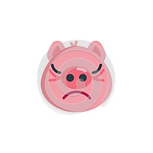 Piggy annoyed face emoticon flat icon
