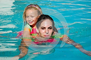 Piggy back swimming