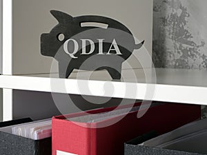 Piggy bank with abbreviation QDIA Qualified default investment alternative.