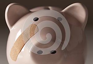 Piggy Bank with Bandage on Face