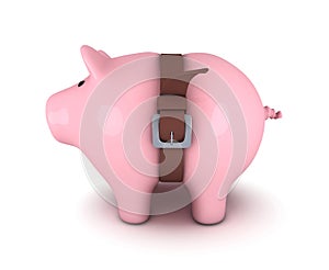 Piggy bank with belt tighten