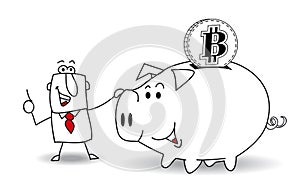 Piggy bank and bitcoin