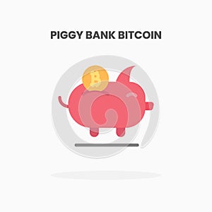 Piggy bank bitcoin icon flat.