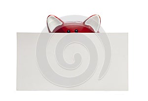 Piggy bank with blank note