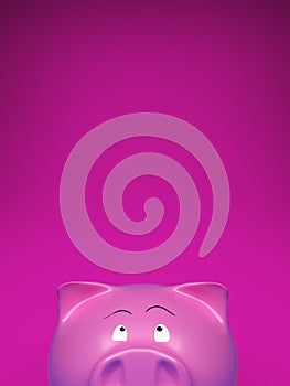 Piggy bank on blank pink