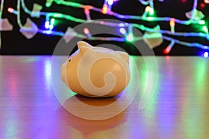 piggy bank with blurring color background