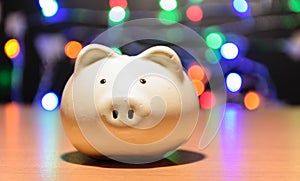 Piggy bank blurring dot color background