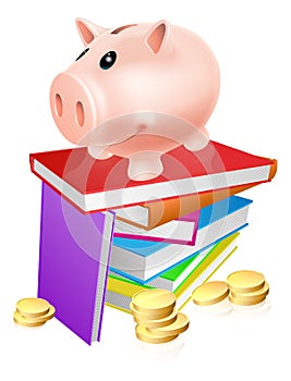 Piggy bank on books