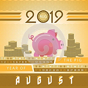 Piggy bank business investment motivative vector calendar 2019