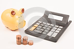 Piggy bank calculator coins