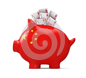 Piggy Bank with Chinese Yuan