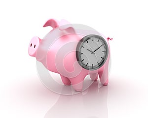 Piggy Bank with Clock