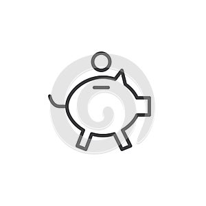 Piggy bank with coin line icon