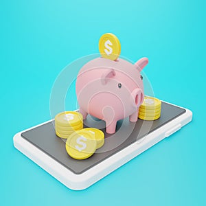 piggy bank with coin stacking money savings concept